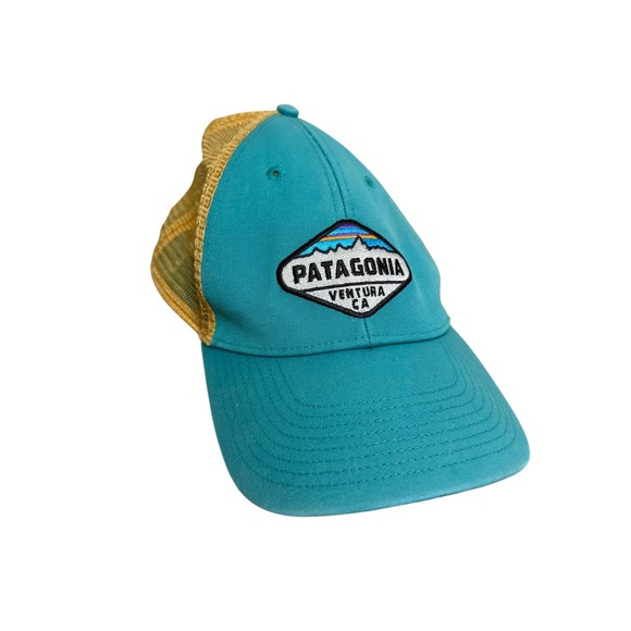 Patagonia Other - Patagonia Ventura California Trucker Hat Teal Yellow Mesh Snapback Cap 38281